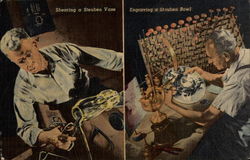 Shearing a Steuben Vase / Engraving a Steuben Bowl