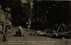 American advance, wounded and dying Germans spread along the road