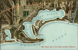 Relief map of San Diego and Bay