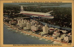 Delta DC-6 Heading North Over Miami Beach