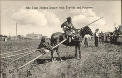 Old Time Piegan Squaw with Travois and Papoose