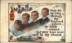 Anti-saloon message with 4 boys Anti-saloon message with 4 boys