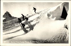 Skiing from lodge roof
