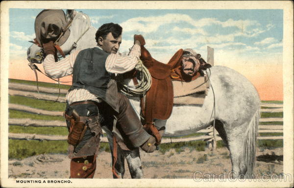 Mounting A Broncho Cowboy Western