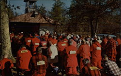 Deer Hunters at Mass in an Outdoor Chapel Deer Hunters at Mass in an Outdoor Chapel