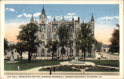 City Hall, from State Capitol, Showing Stonewall Jackson Monument City Hall, from State Capitol, Showing Stonewall Jackson Monument