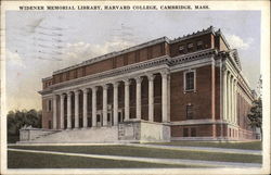 Widener Memorial Library, Harvard College Cambridge, MA Postcard Postcard