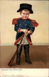 Little Boy in Military Uniform with Rifle Little Boy in Military Uniform with Rifle