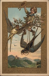 Boy in Tree with Swallows Boy in Tree with Swallows