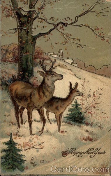 A Happy New Year - Deer in a Snowy Field New Year's