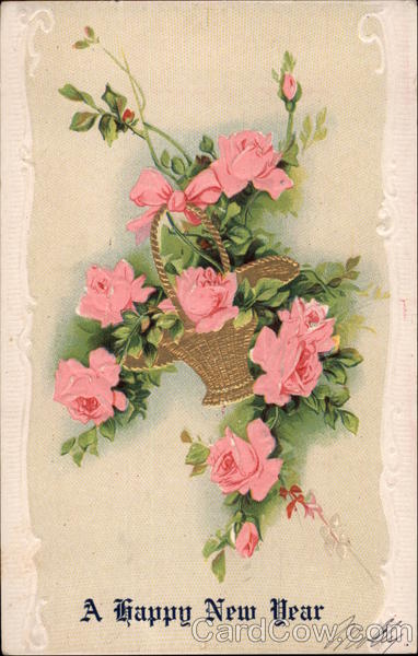 Pink Roses in a Basket New Year's