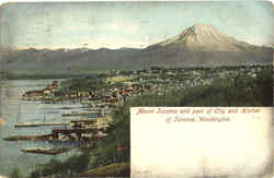 Mount Tacoma And Part Of City And Harbor Of Tacoma