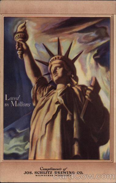 Loved By Millions - The Statue of Liberty Antique Postcard