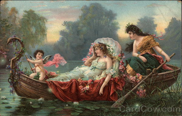 Woman Being Rowed in Boat Women