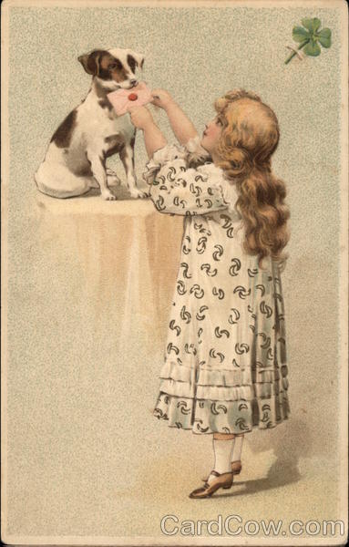 Blonde Girl Giving Letter to Puppy Girls