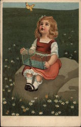 Blonde GIrl with Empty Bird Cage and Small Yellow Bird Blonde GIrl with Empty Bird Cage and Small Yellow Bird