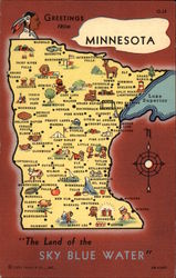 Map of Minnesota Maps Postcard Postcard