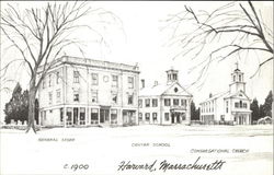 Harvard Common, C. 1900, Showing the Old Center School
