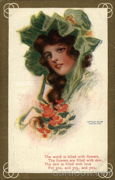 Young Woman in Green Bonnet Women