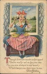 Girl in Red and White Striped Skirt Talking on Phone Girl in Red and White Striped Skirt Talking on Phone