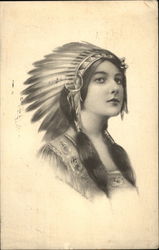 Indian Maiden With Headdress and Ponytails Indian Maiden With Headdress and Ponytails