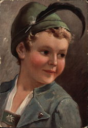 Boy in Lederhosen and Feathered Cap Boy in Lederhosen and Feathered Cap