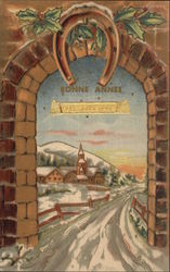 Happy Christmas with Horseshoe & Snow Scene