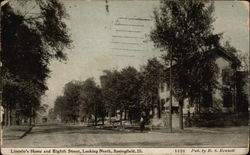 Lincoln's Home and Eighth Street, Looking North Springfield, IL Postcard Postcard