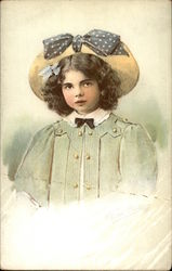 Girl Wearing a Hat With a Blue Bow Girl Wearing a Hat With a Blue Bow