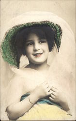 Young Girl Wearing Large Bonnet Young Girl Wearing Large Bonnet