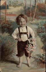 Good Wishes with Young Boy Holding Flowers Good Wishes with Young Boy Holding Flowers