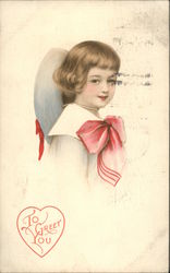 To Greet You with Young Girl in Hat & Red Bow To Greet You with Young Girl in Hat & Red Bow