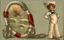 Sailor Boy with Life Saver Ring and Anchor Sailor Boy with Life Saver Ring and Anchor