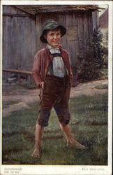 Barefoot Boy standing in the Grass Barefoot Boy standing in the Grass