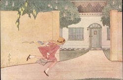 A Girl Running Past a House A Girl Running Past a House