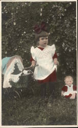 Young Girl with Baby Doll & Stroller Young Girl with Baby Doll & Stroller