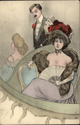 Gentleman Gazing Upon A Lady With Fan Gentleman Gazing Upon A Lady With Fan