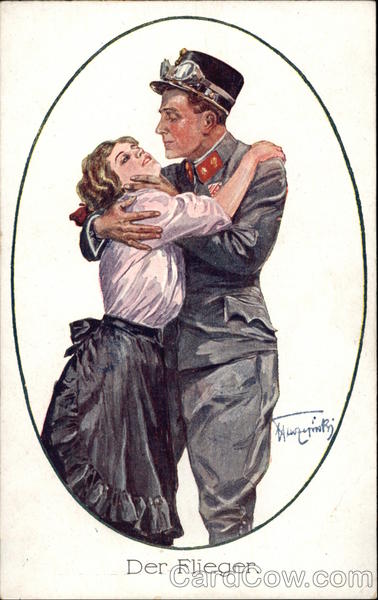 Man in Uniform Embracing a Young Woman Couples