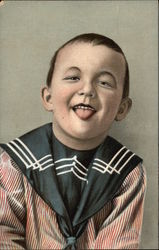 Portrait of Young Boy in Sailor Outfit Sticking Out His Tongue Portrait of Young Boy in Sailor Outfit Sticking Out His Tongue