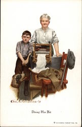 "Doing His Bit" - Boy turning Wringer on Wash Day "Doing His Bit" - Boy turning Wringer on Wash Day