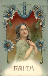 Faith - Girl with Blue Floral Wreath Faith - Girl with Blue Floral Wreath