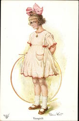 Girl in Large Pink Bow holding a Hoop Girl in Large Pink Bow holding a Hoop
