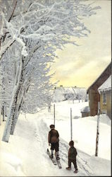 Boys on the Path in Deep Snow Boys on the Path in Deep Snow
