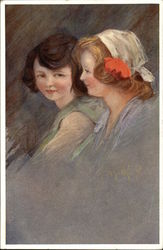 Portrait of Two Young Girls - One Brunette and One Auburn Haired Portrait of Two Young Girls - One Brunette and One Auburn Haired