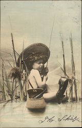 Little Fishing Girl Reeling in a Shoe Little Fishing Girl Reeling in a Shoe