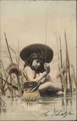 Little Girl Fishing among the Rushes Little Girl Fishing among the Rushes