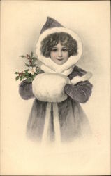 Young Girl Wearing Winter Coat with Fur Muff Young Girl Wearing Winter Coat with Fur Muff