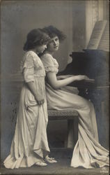 Two Girls in White Dresses at the Piano Two Girls in White Dresses at the Piano