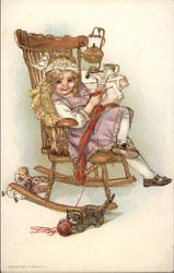 Little Girl in Rocking Chair with Cat Little Girl in Rocking Chair with Cat