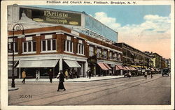 Street View of Flatbush and Church Avenues Brooklyn, NY Postcard Postcard